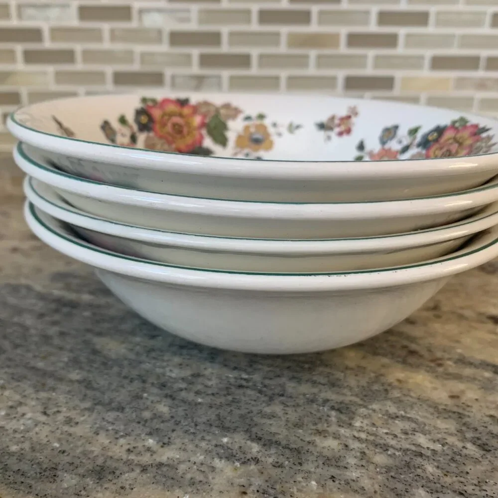 Set of 4 Wedgwood Eastern Flowers Coupe Cereal Bowls 6.25
